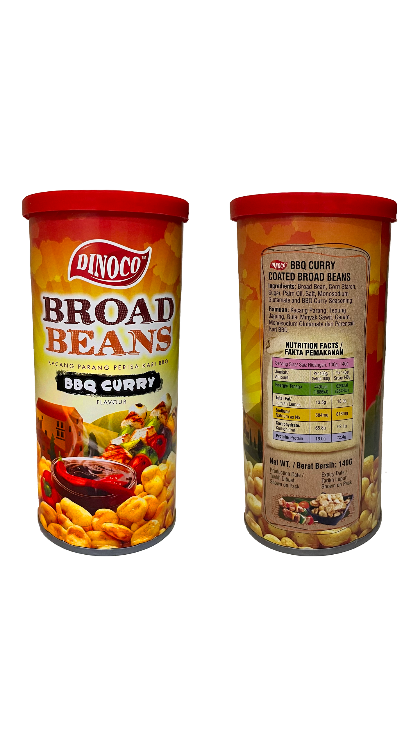 【DINOCO】brand  BBQ Curry flavored broad bean　140g x 24